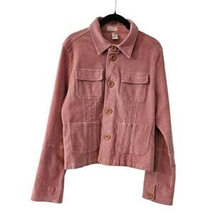 Kali Wear Womens XL Pink Corduroy Blazer Flap Pockets 5 Button Closure